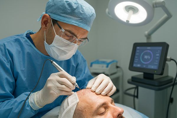 Intervento di trapianto capelli in una clinica moderna in Turchia