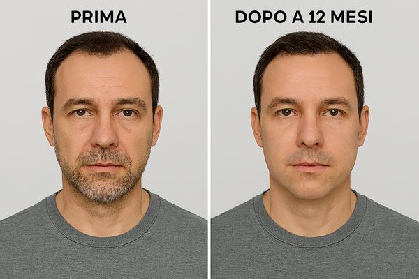 Confronto prima e dopo trapianto capelli a 12 mesi