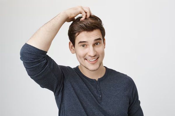 ragazzo senza indizi sorpreso sorridente si gratta la testa - trapianto capeli italia costo