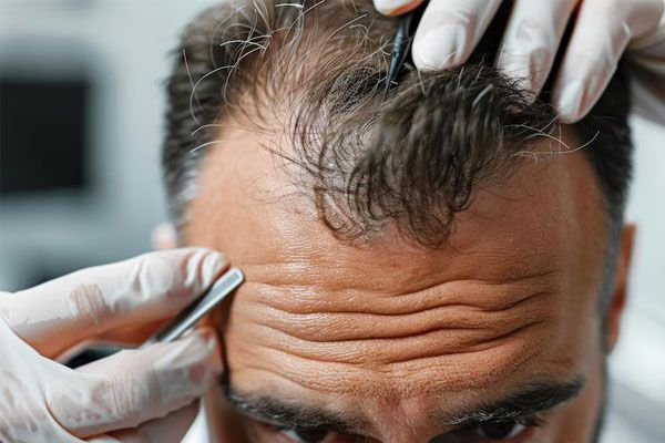 tricodermatologo che utilizza la tecnologia diagnostica per identificare i problemi del cuoio capelluto