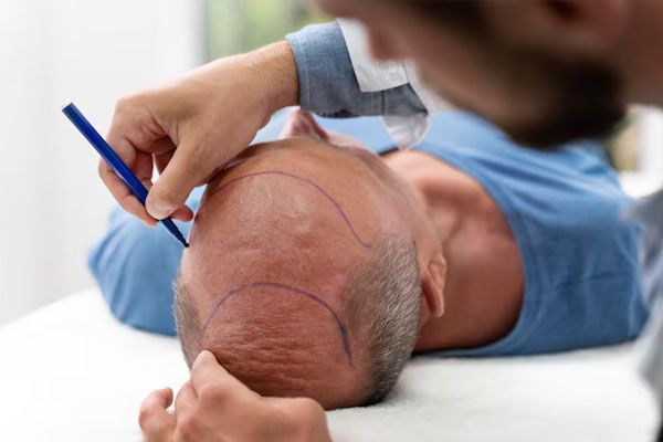 uomo che sta subendo la preparazione per un transotal capillare - Trapianto capelli Italia costo