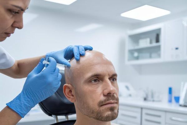 Paziente affetto da alopecia sottoposto a iniezione nel cuoio capelluto per il trattamento della caduta - costo trapianto capelli Turchia