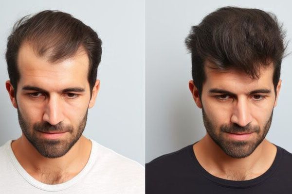 Prima e dopo un trapianto di capelli in un giovane adulto - migliori cliniche trapianto capelli Italia