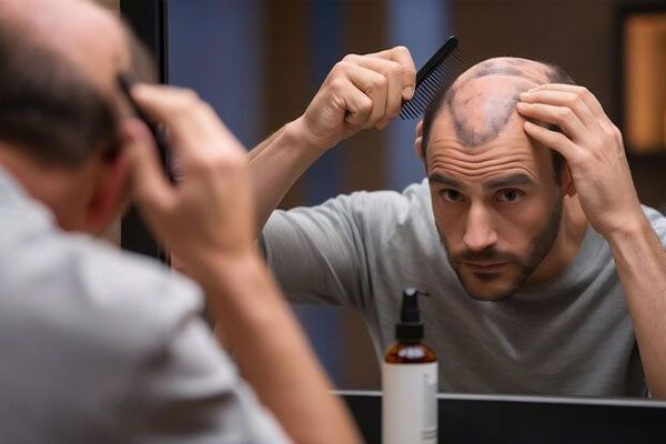 uomo pettina la testa calva - migliori cliniche trapianto capelli Italia