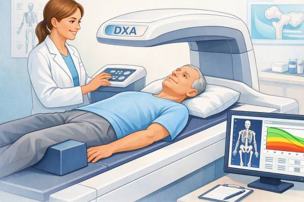Procedura di densitometria ossea in un ambiente clinico